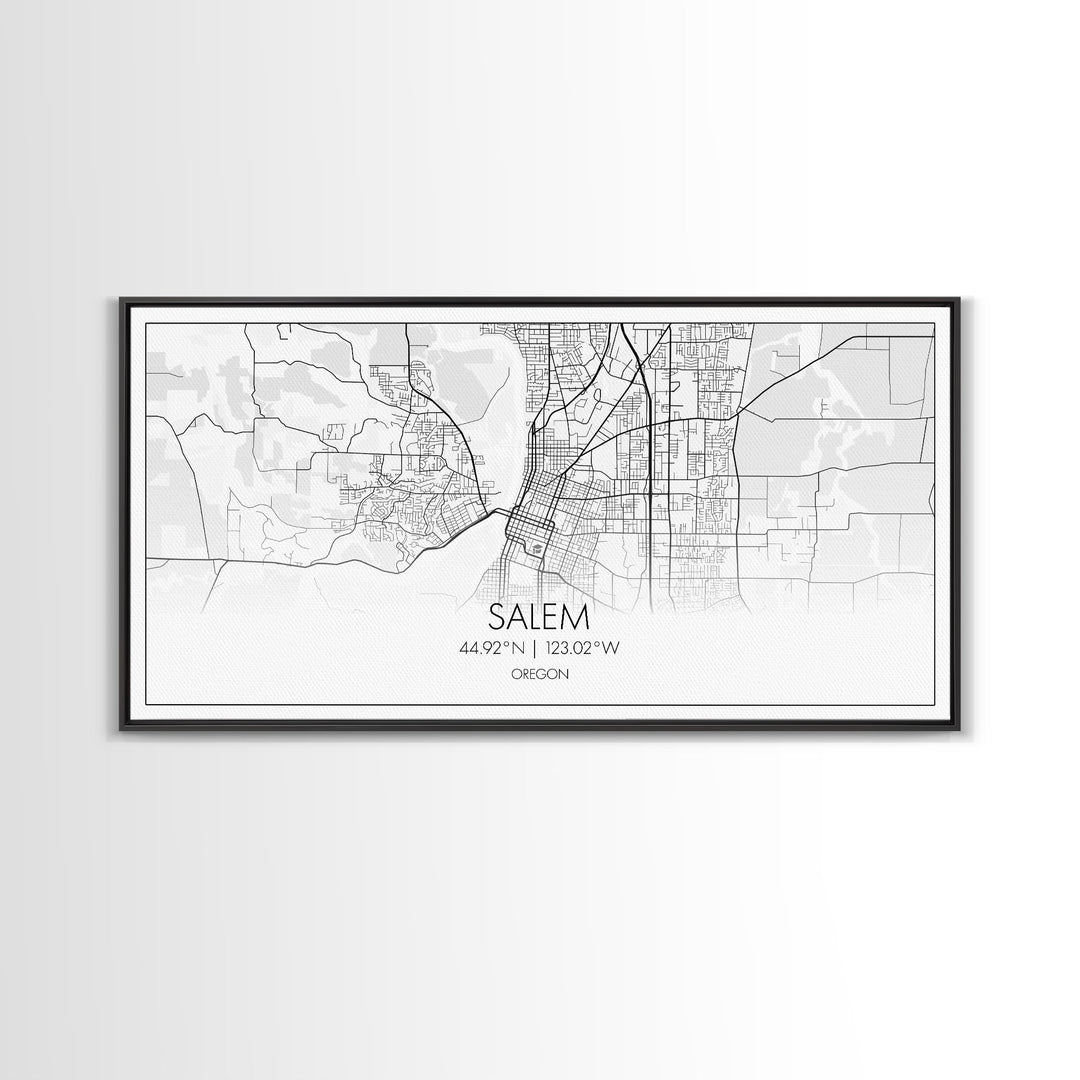 Salem City Map, Oregon Art, Map Print, Minimalist Wall Art, Wall Art, Canvas Art, Country Home Wall Art, Office Décor, First Home Gift