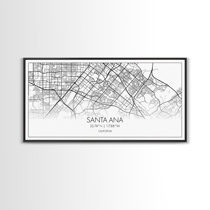 Santa Ana City Map, California Art, Map Print, Modern Wall Art, Wall Art, Canvas Art, House Wall Art, Over Bed Wall Décor, Gift For The Home