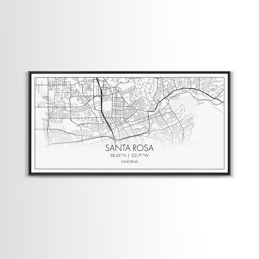 Santa Rosa City Map, California Art, Map Print, Modern Wall Art, Wall Art, Canvas Art, Modern House Art, Bedroom Prints, Nerdy Home Décor