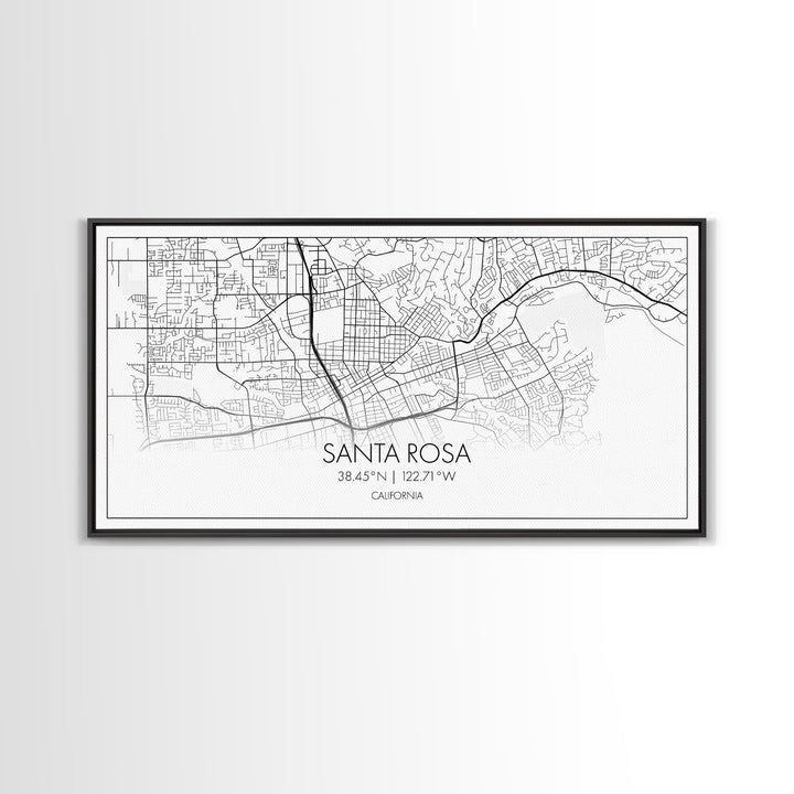 Santa Rosa City Map, California Art, Map Print, Modern Wall Art, Wall Art, Canvas Art, Modern House Art, Bedroom Prints, Nerdy Home Décor