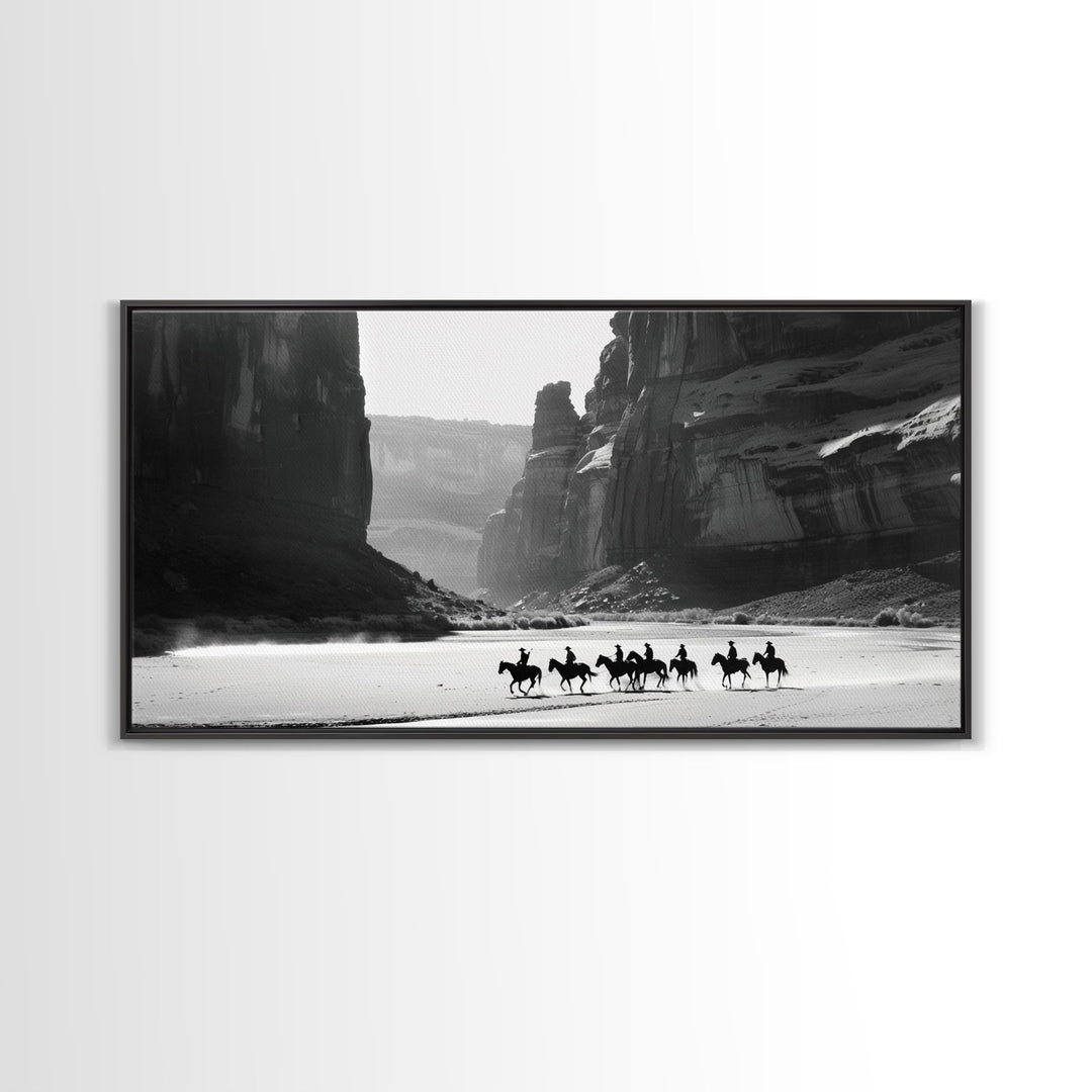 Horse Riders in Monument Valley, Stunning Framed Canvas Print for Living Room Wall Art, Bedroom Decor, Home Decor