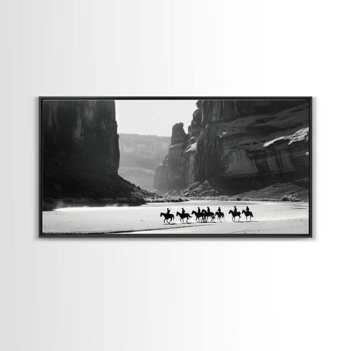 Horse Riders in Monument Valley, Stunning Framed Canvas Print for Living Room Wall Art, Bedroom Decor, Home Decor