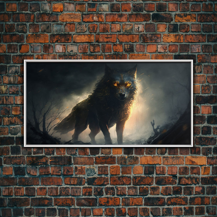The Great Wolf Fenrir, Framed Canvas Print, Norse Mythology, Fantasy Art