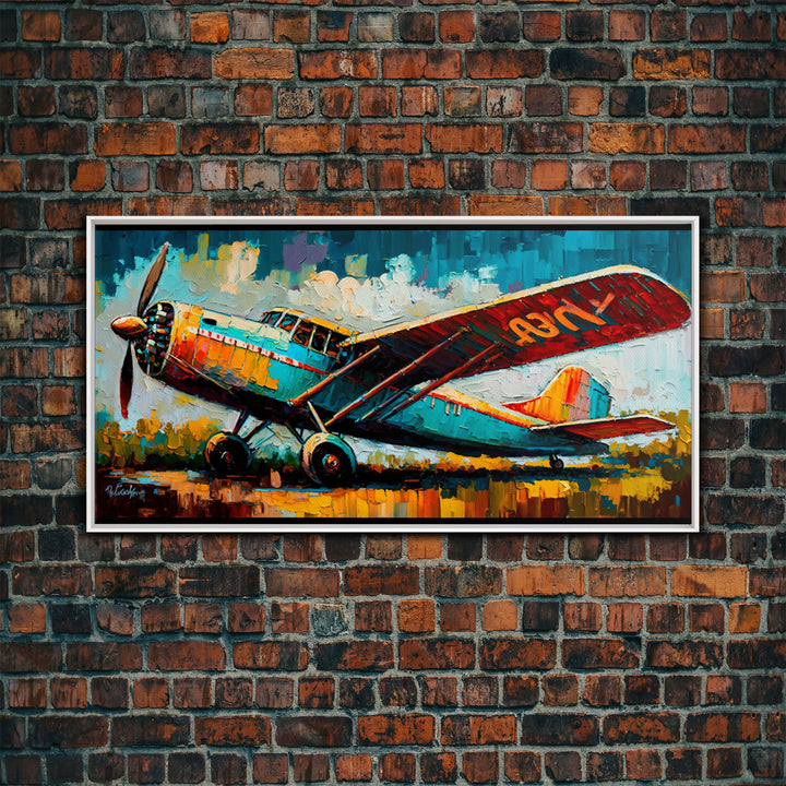 Aeroplane Art, Antique Airplane Painting Canvas Print, Framed Canvas Art, Above Sofa Art, Gift for RC Plane Pilot