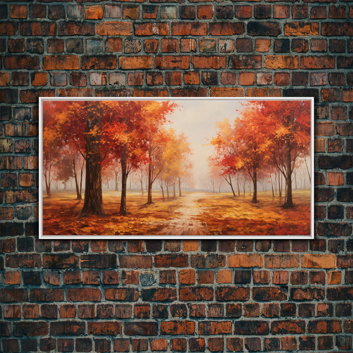 Fall Decor, Beautiful Forest In Early Autumn, Landscape Framed Canvas Print Painting, Wall Art, Wall Decor, Autumn Decor, Farmhouse Decor