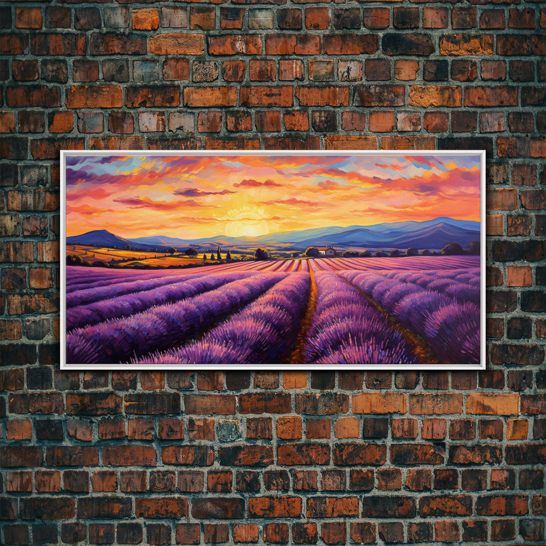 Lavender Fields, Framed Canvas Print, Purple Art, Southwestern Decor, Farmhouse Art, Centerpiece Art, Digital Wall Art, Landacape Painting