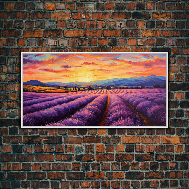 Lavender Fields, Framed Canvas Print, Purple Art, Southwestern Decor, Farmhouse Art, Centerpiece Art, Digital Wall Art, Landacape Painting