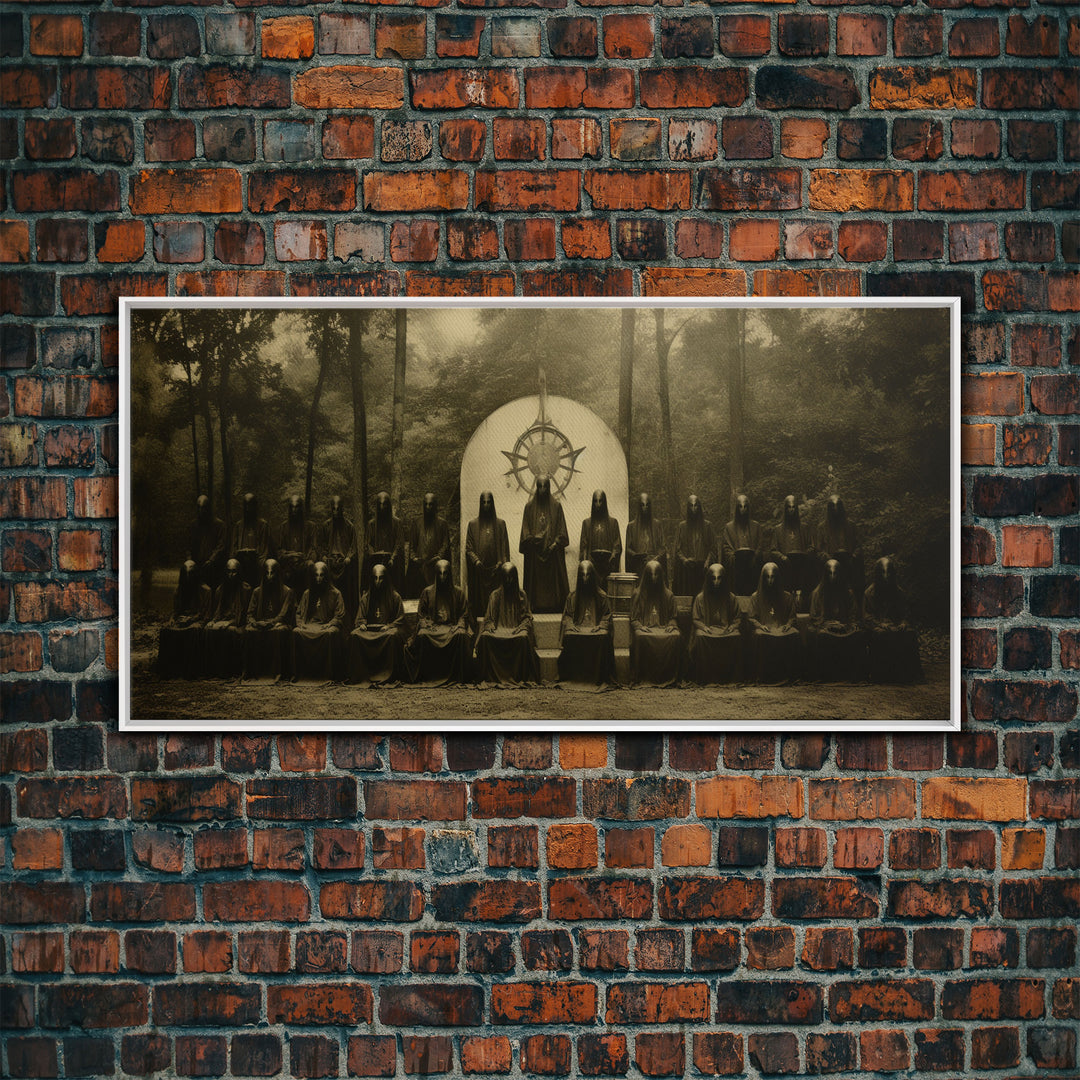 The Forest Witch Coven, Green Witches, Witch Art, Creepy Halloween Decor, Framed Canvas Print, Vintage Tintype Photo Art, Halloween Print