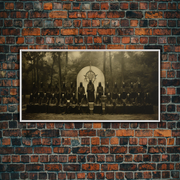The Forest Witch Coven, Green Witches, Witch Art, Creepy Halloween Decor, Framed Canvas Print, Vintage Tintype Photo Art, Halloween Print