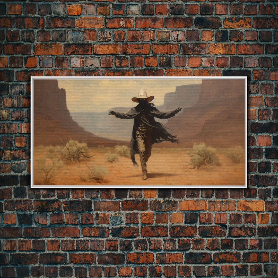 The Fabulous Ghost Cowboy Art, Framed Canvas Print, Halloween art, spooky decor, cowboy art, western decor,  ghost art