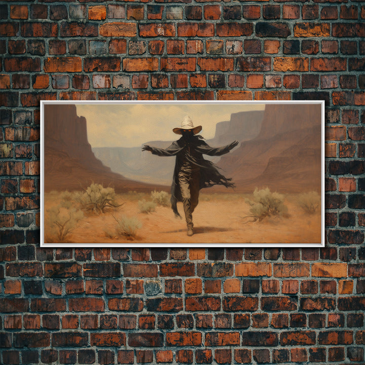 The Fabulous Ghost Cowboy Art, Framed Canvas Print, Halloween art, spooky decor, cowboy art, western decor,  ghost art