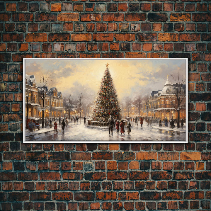 Retro Christmas Village Framed Christmas Wall Art - Framed Christmas Art - Canvas Art - St. Nicholas - Winter Wonderland Centerpiece