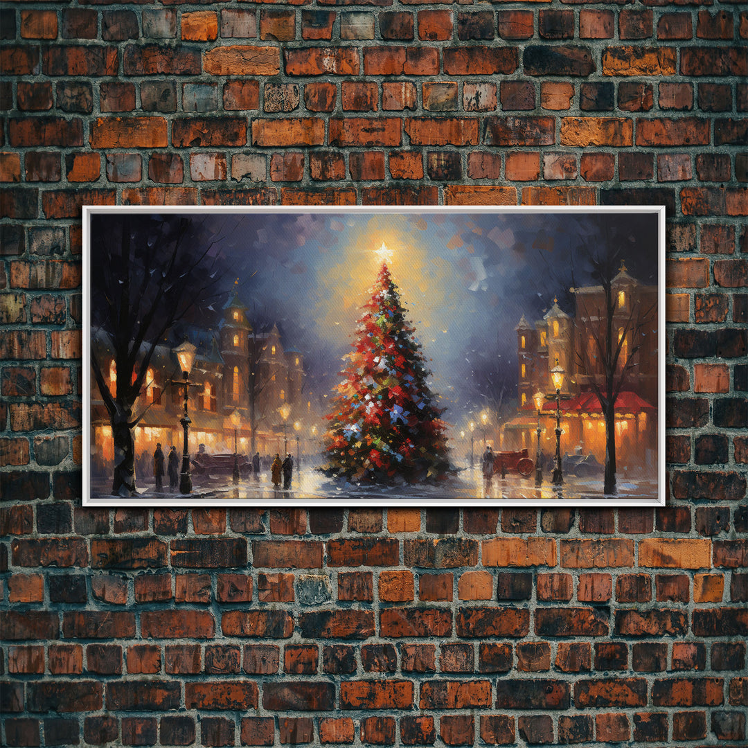 Retro Christmas Village Framed Christmas Wall Art - Framed Christmas Art - Canvas Art - Winter Decor - Winter Wonderland Centerpiece