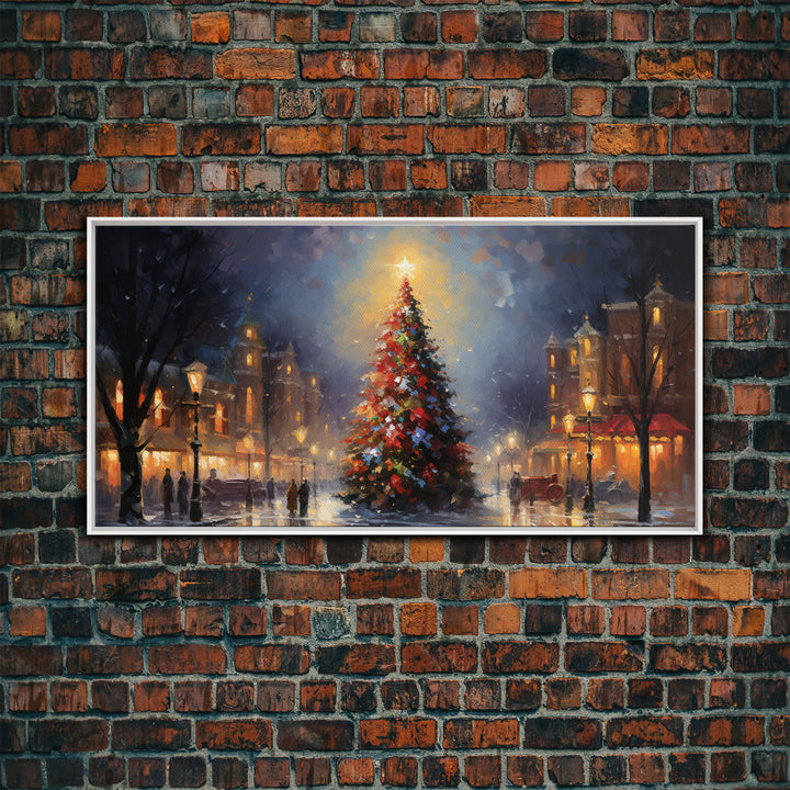 Retro Christmas Village Framed Christmas Wall Art - Framed Christmas Art - Canvas Art - Winter Decor - Winter Wonderland Centerpiece