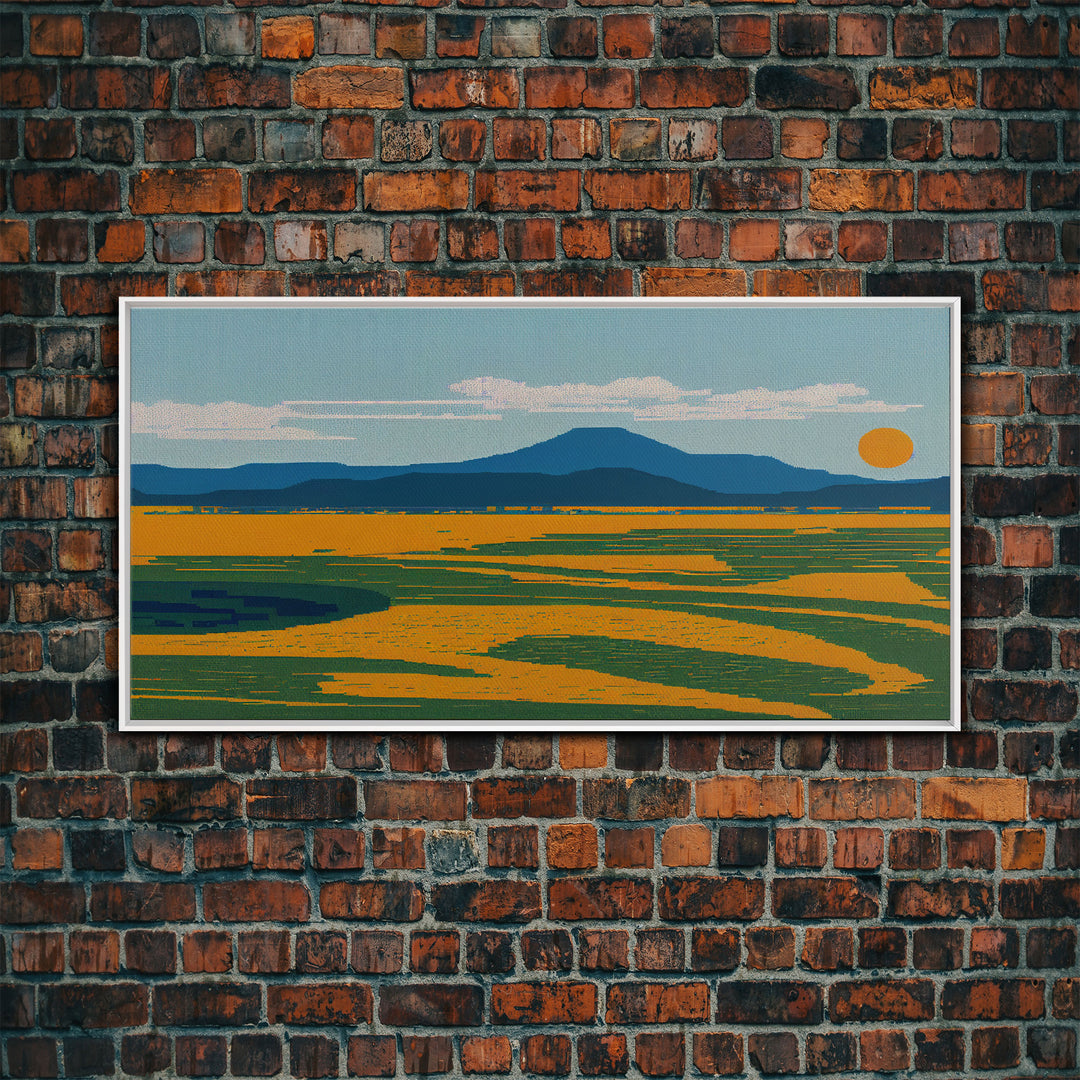 Pixel Art, Beautiful Landscape Made Of Pixels, Ready To Hang Canvas Print, Framed Wall Art