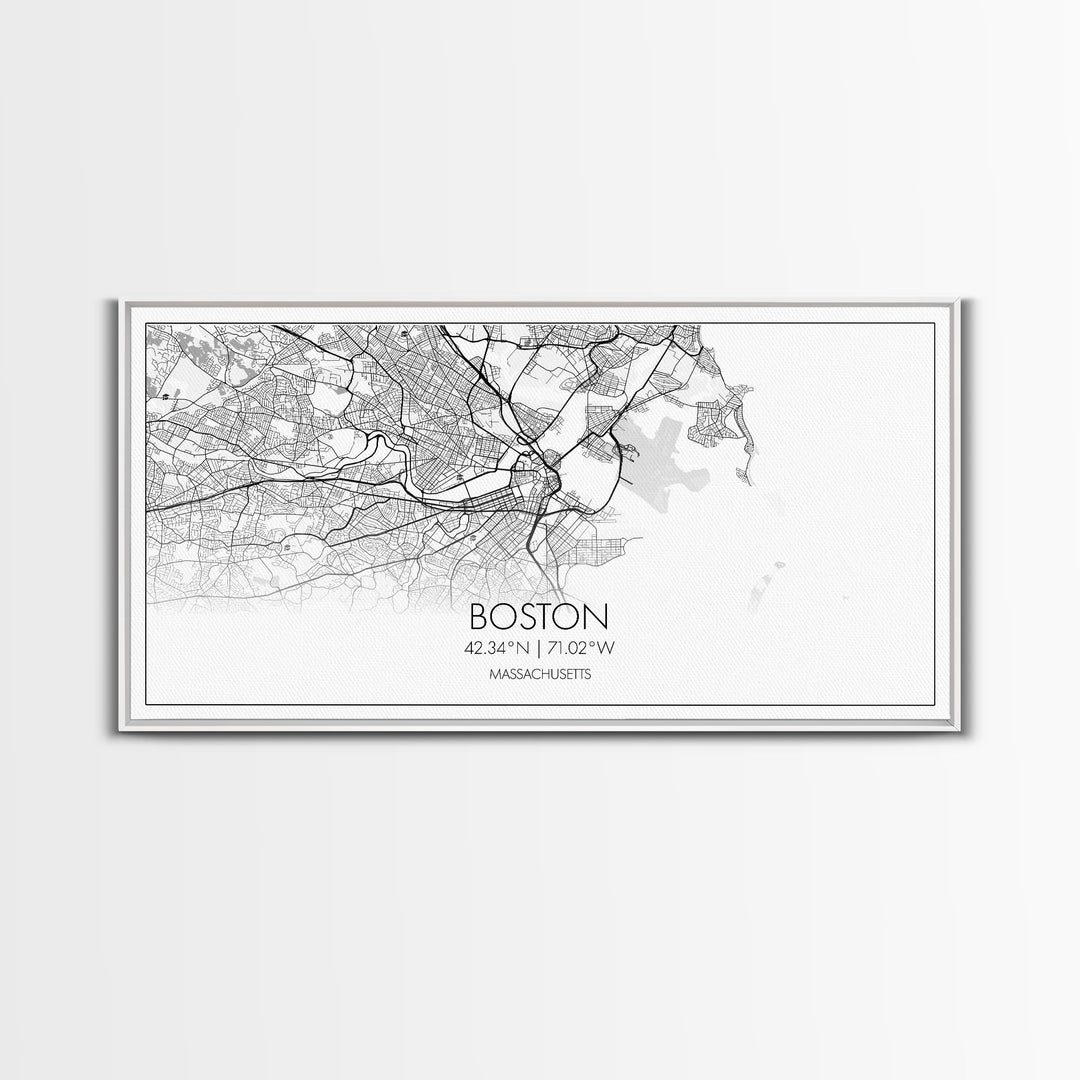 Boston Street Map, Massachusetts Map, Map Print, Modern Art, Wall Art, Canvas Art, Newlywed Gift, Gift For Parents, Farmhouse Wall Décor