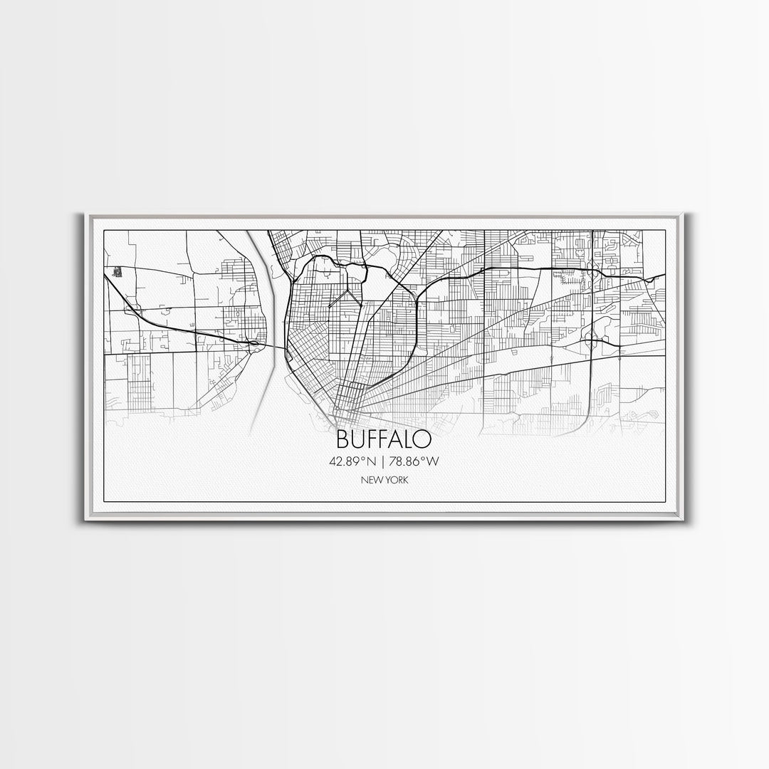 Buffalo Street Map, New York Map, Map Print, Modern Art, Wall Art, Canvas Art, Gift For Newlyweds, Gift For Parents, Apartment Décor