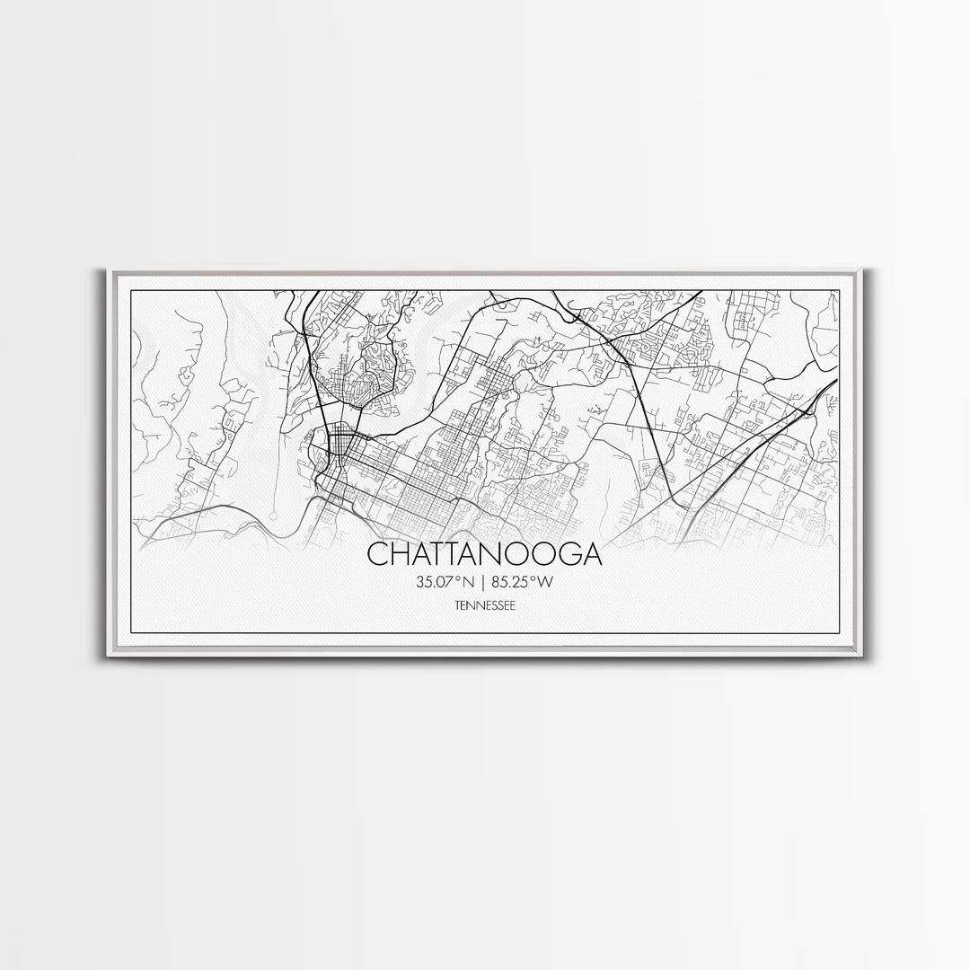 Chattanooga Street Map, Tennessee Map, Map Print, Modern Art, Wall Art, Canvas Art, Cute Room Décor, Wall Art Canvas, Trendy Wall Art
