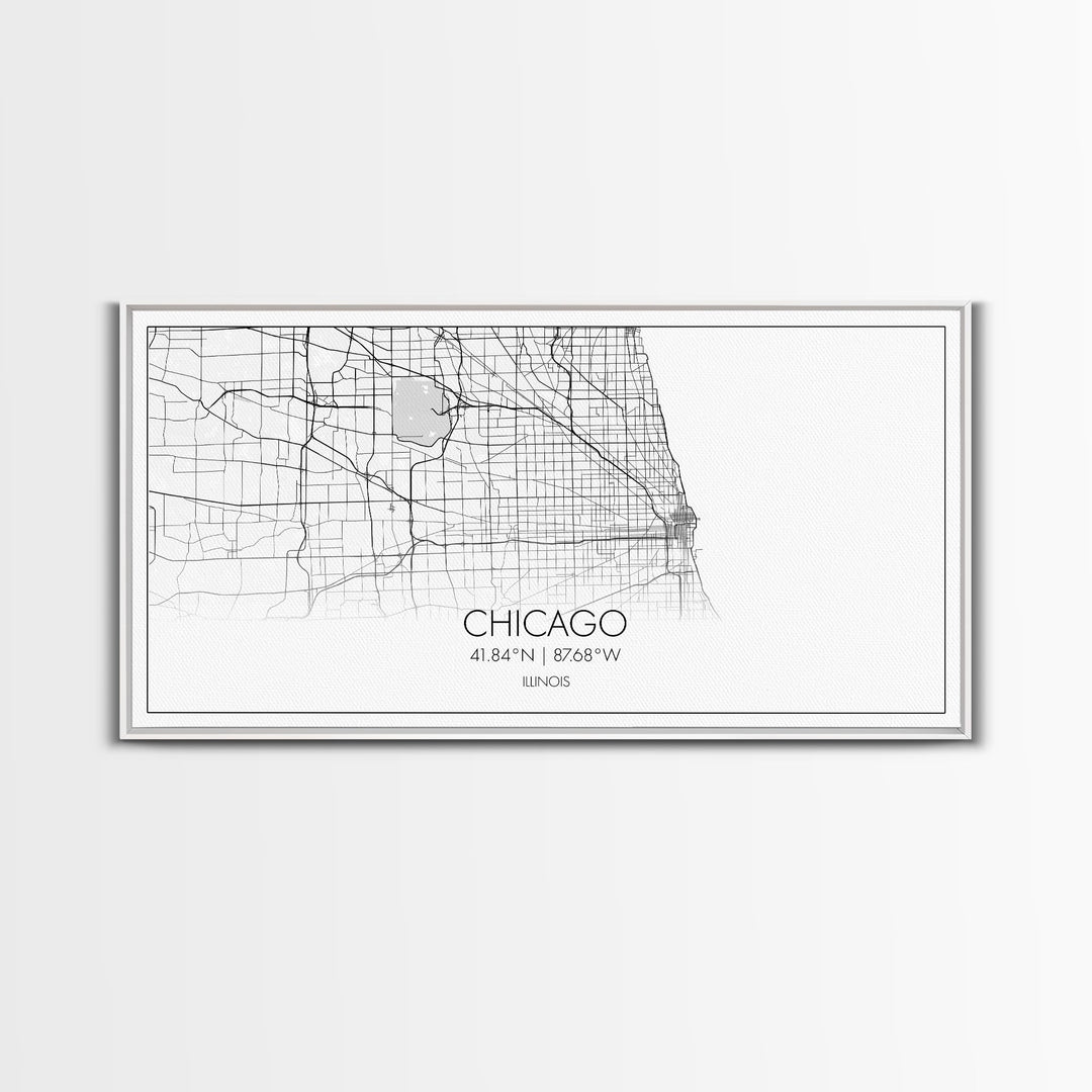 Chicago Street Map, Illinois Map, Map Print, Modern Art, Wall Art, Canvas Art, Apartment Décor, Housewarming Gift, Dorm Wall Art, Office Art