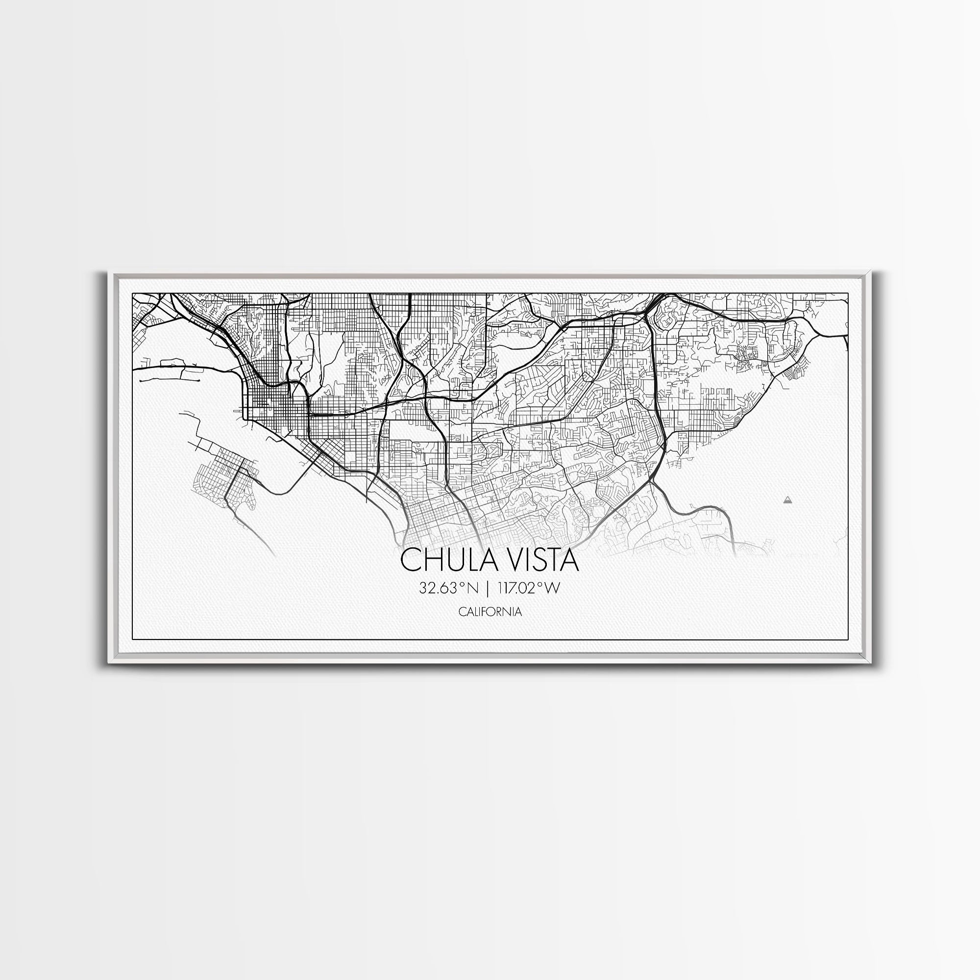 Chula Vista Street Map, California Map, Map Print, Modern Art, Wall Art, Canvas Art, Laundry Room Décor, Homeschool Wall Art, Over Bed Art