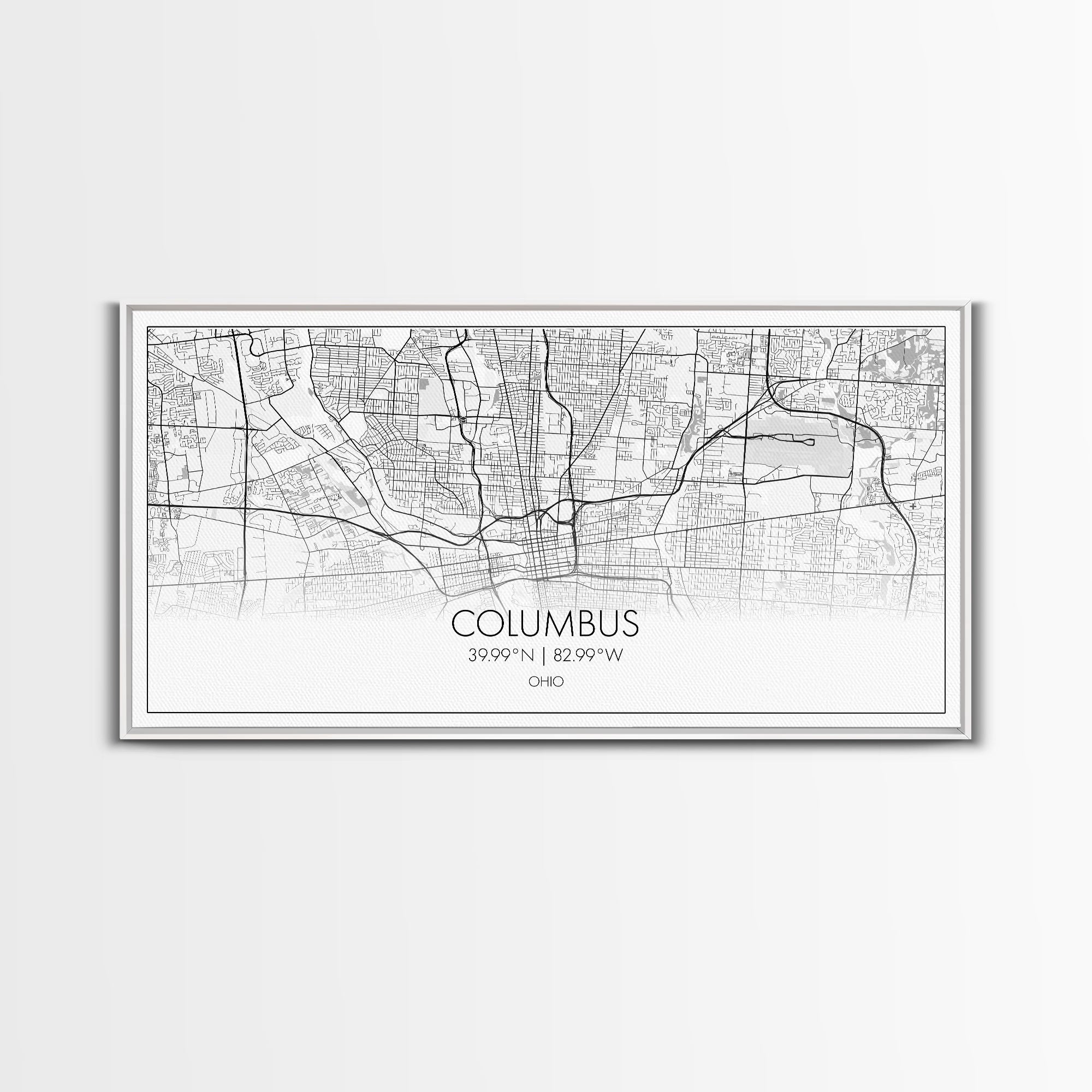 Columbus Street Map, Ohio Map, Map Print, Modern Art, Wall Art, Canvas Art, Cute Room Décor Aesthetic, Gift For Wife, Patriotic Décor