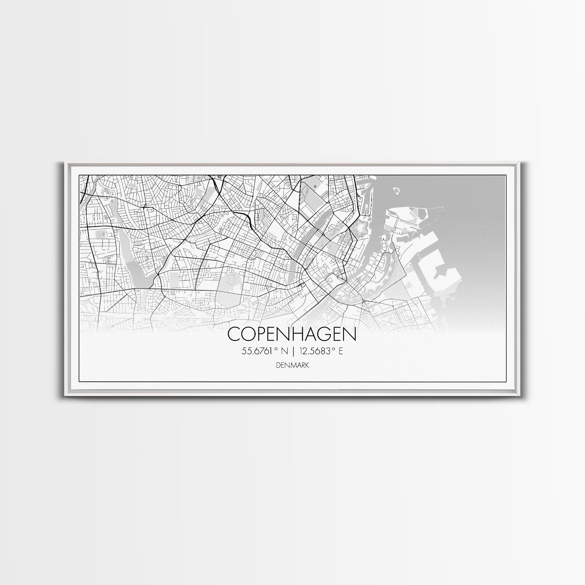 Copenhagen Street Map, Denmark Map, Map Print, Minimalist Art, Wall Art, Canvas Art, Modern Room Décor, RV Wall Décor, Gift For Pilot