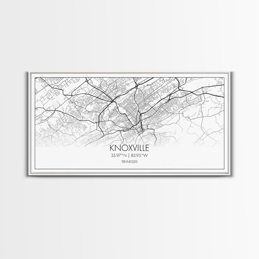 Knoxville City Map, Tennessee Map, Map Art, Modern Art, Wall Art, Canvas Art, Cabin Wall Art, Bon Voyage Gift, Rustic Country Décor, Prints