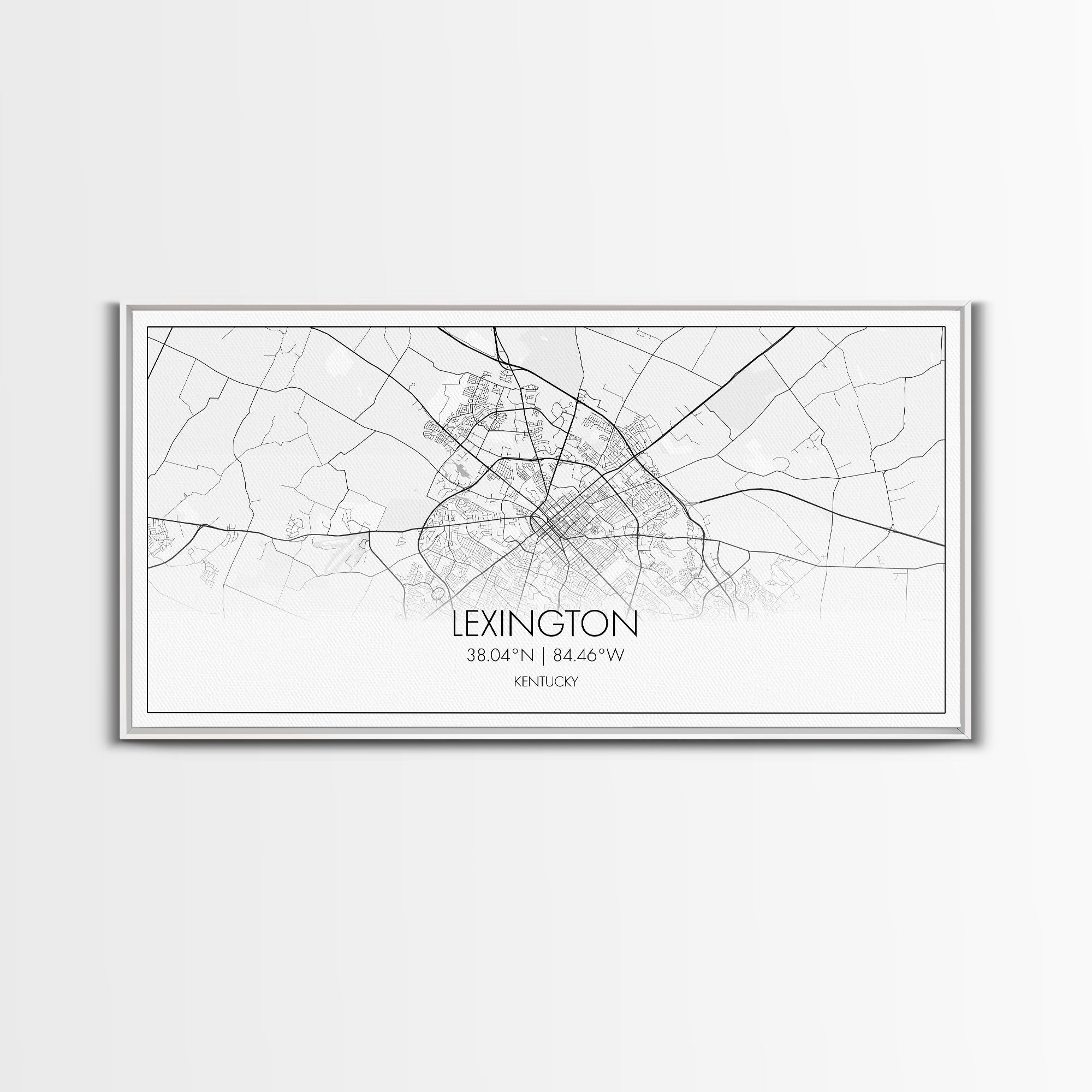 Lexington City Map, Kentucky Map, Map Art, Modern Art, Wall Art, Canvas Art, Farmhouse Wall Décor, Gift For Women, Living Room Wall Art