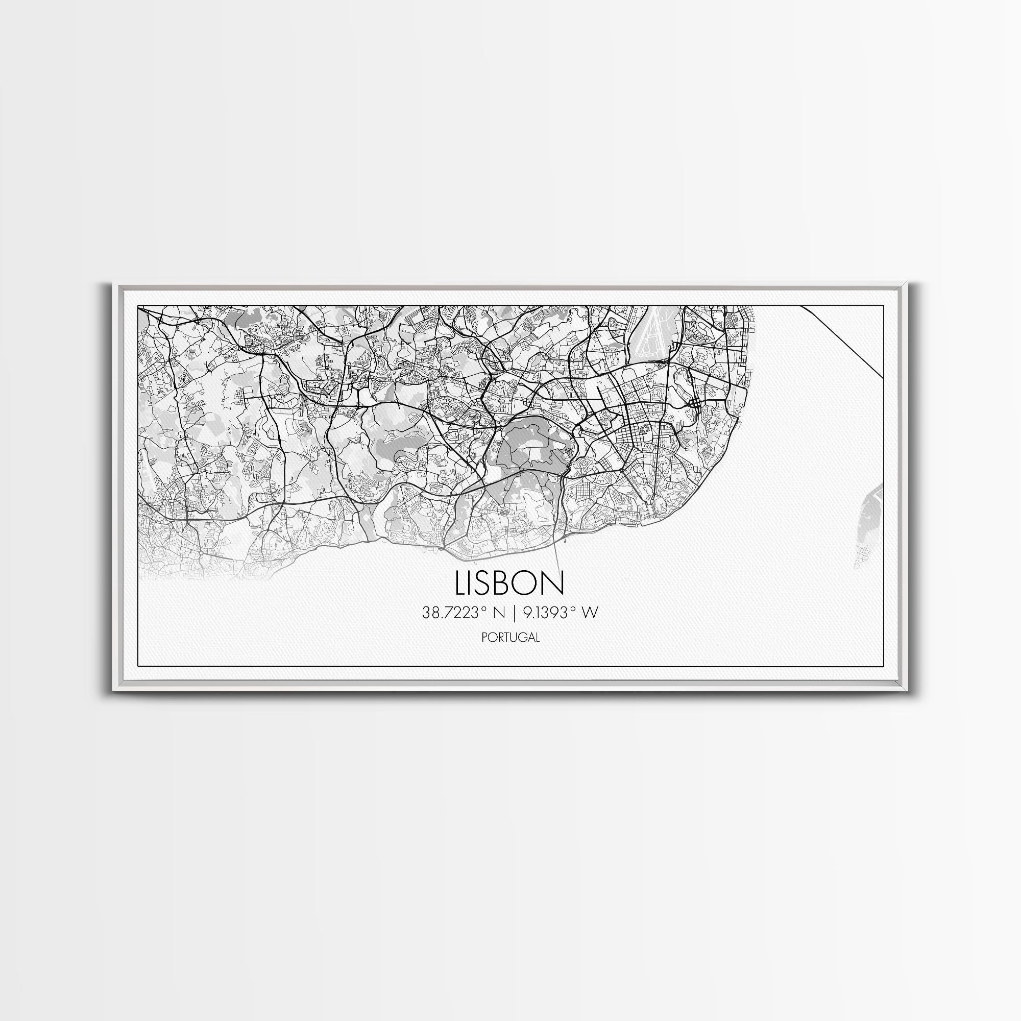 Lisbon City Map, Portugal Map, Map Art, Modern Art, Wall Art, Canvas Art, Travel Wall Décor, Apartment Wall Art, Book Lover Gift, Office Art
