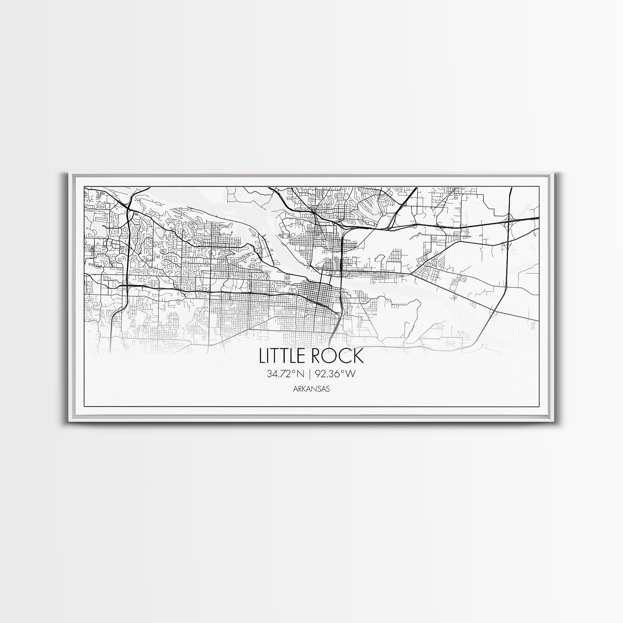 Little Rock City Map, Arkansas Map, Map Art, Modern Art, Wall Art, Canvas Art, Mother In Law Gift, Cabin Wall Décor, Farmhouse Wall Art