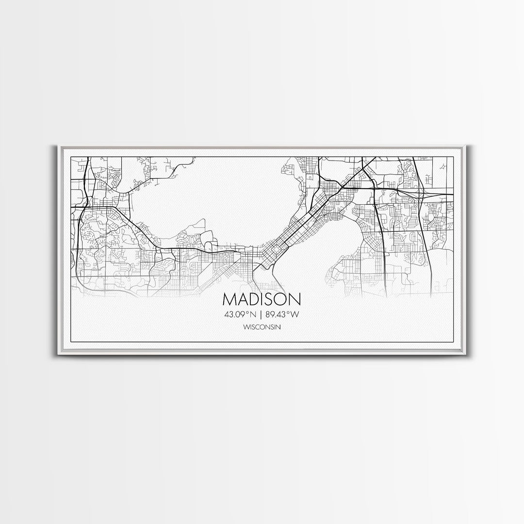 Madison City Map, Wisconsin Map, Map Art, Modern Art, Wall Art, Canvas Art, Unique Gifts, Large Wall Art, College Décor, Room Décor, Prints