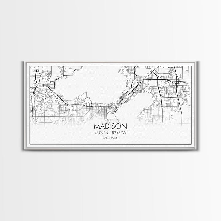 Madison City Map, Wisconsin Map, Map Art, Modern Art, Wall Art, Canvas Art, Unique Gifts, Large Wall Art, College Décor, Room Décor, Prints