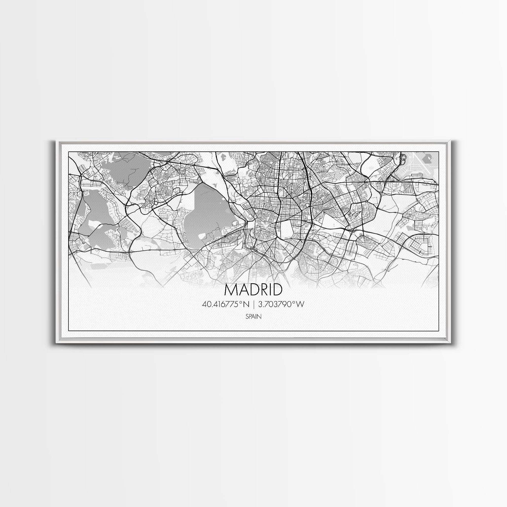 Madrid City Map, Spain Map, Map Art, Modern Art, Wall Art, Canvas Art, Europe Wall Art, Girl Room Décor, Mens Gift, Preppy Wall Art, Office