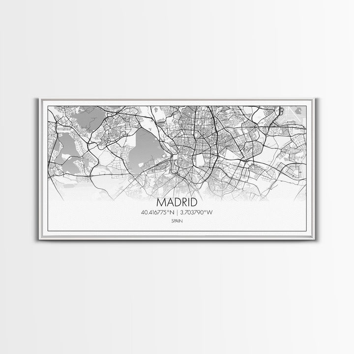 Madrid City Map, Spain Map, Map Art, Modern Art, Wall Art, Canvas Art, Europe Wall Art, Girl Room Décor, Mens Gift, Preppy Wall Art, Office
