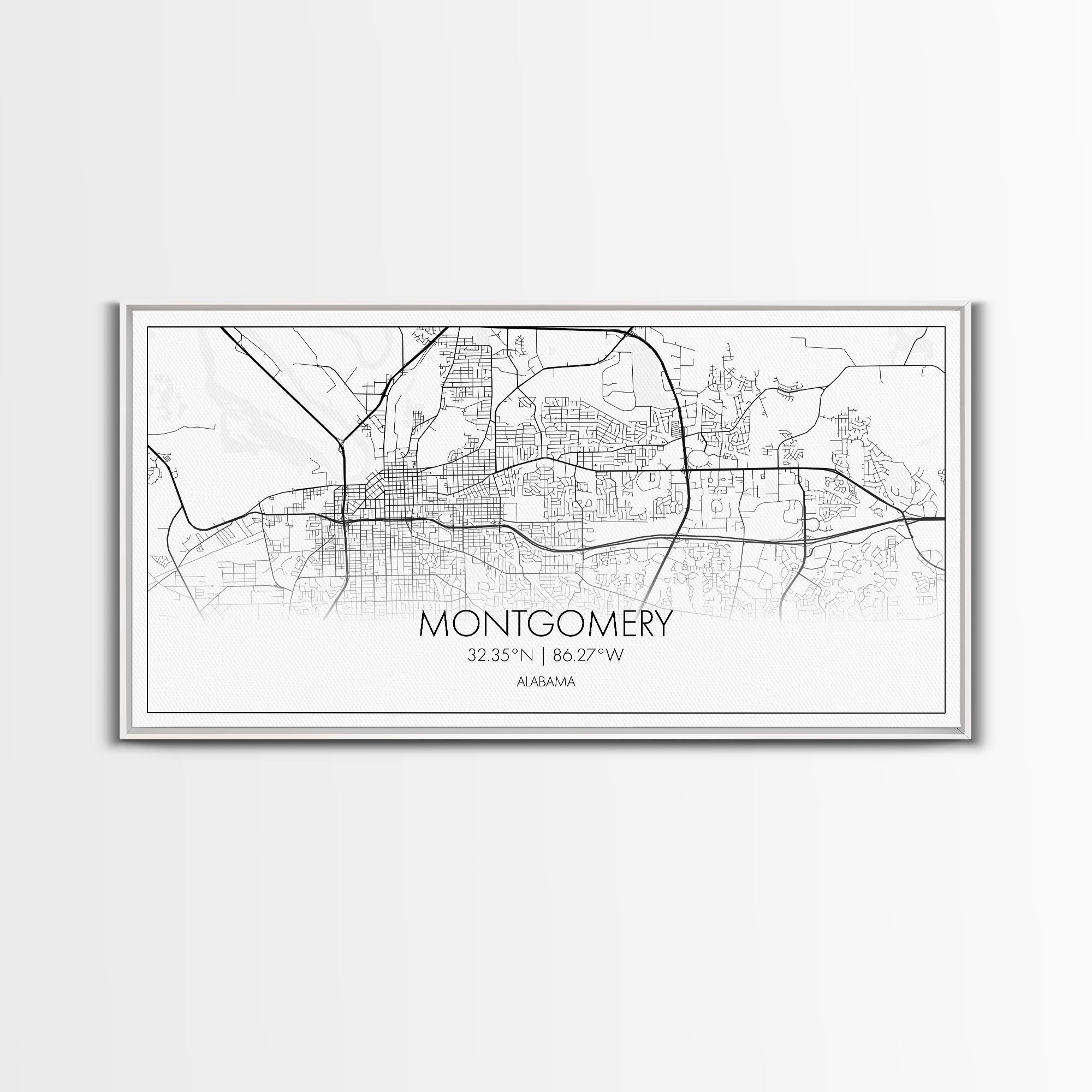 Montgomery City Map, Alabama Map, Map Art, Minimalist Wall Art, Wall Art, Canvas Art, Farmhouse Wall Art, Girlfriend Gift, Teen Room, Office