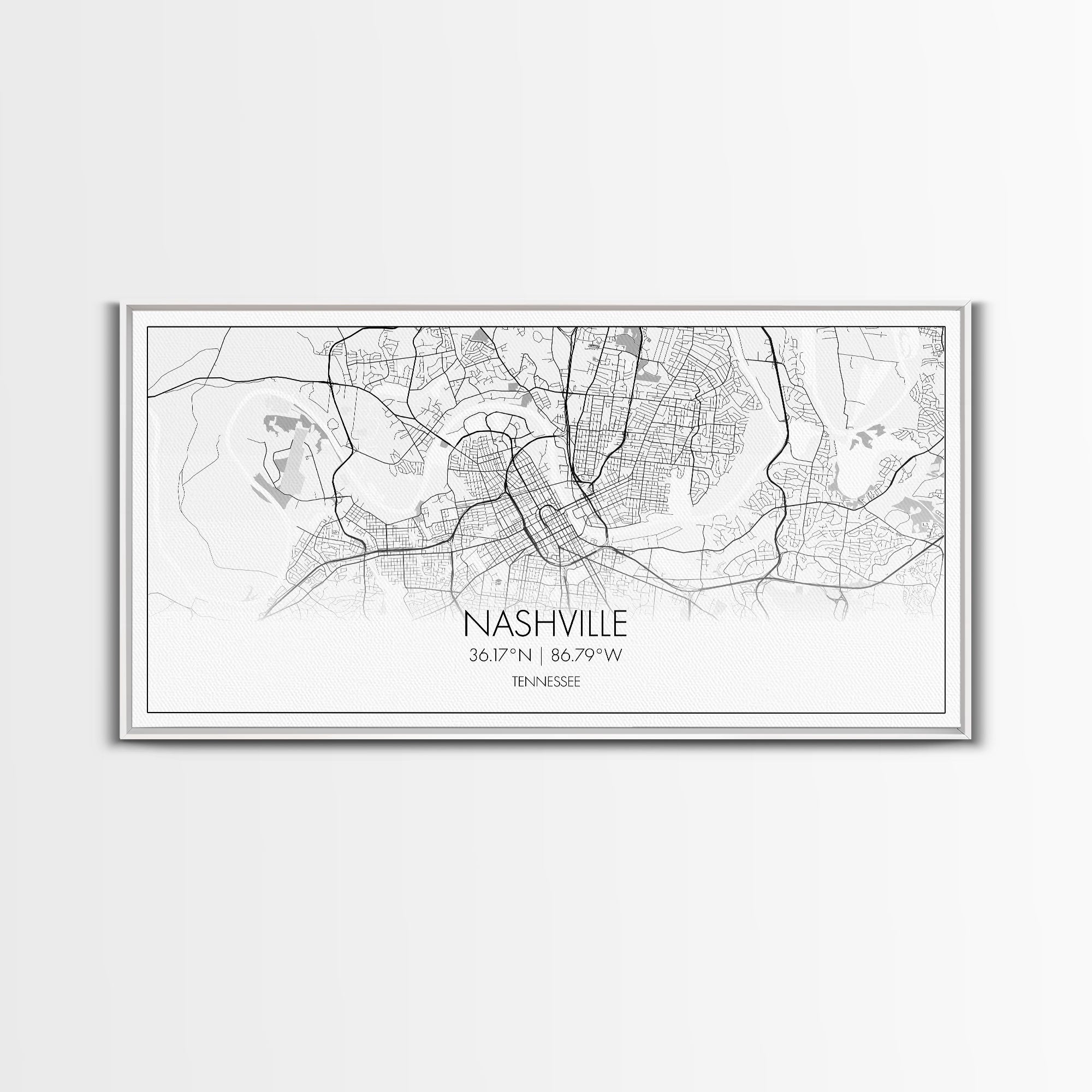 Nashville City Map, Tennessee Map, Map Art, Minimalist Wall Art, Wall Art, Canvas Art, Music Lover Gift, Country Décor, Landscape Wall Art