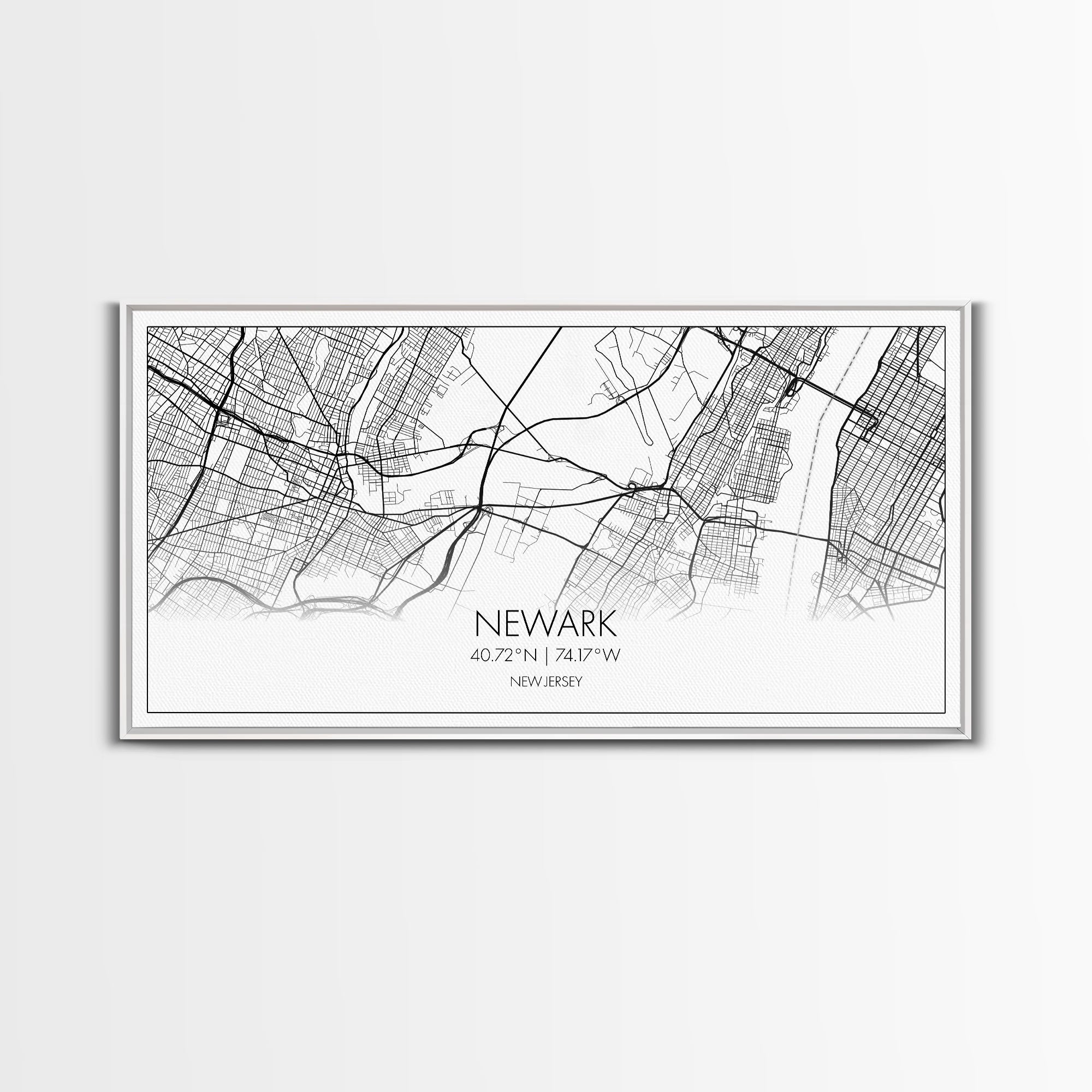 Newark City Map, New Jersey Art, Map Print, Minimalist Wall Art, Wall Art, Canvas Art, Travel Wall Art, Friend Gift, Teen Birthday Gift