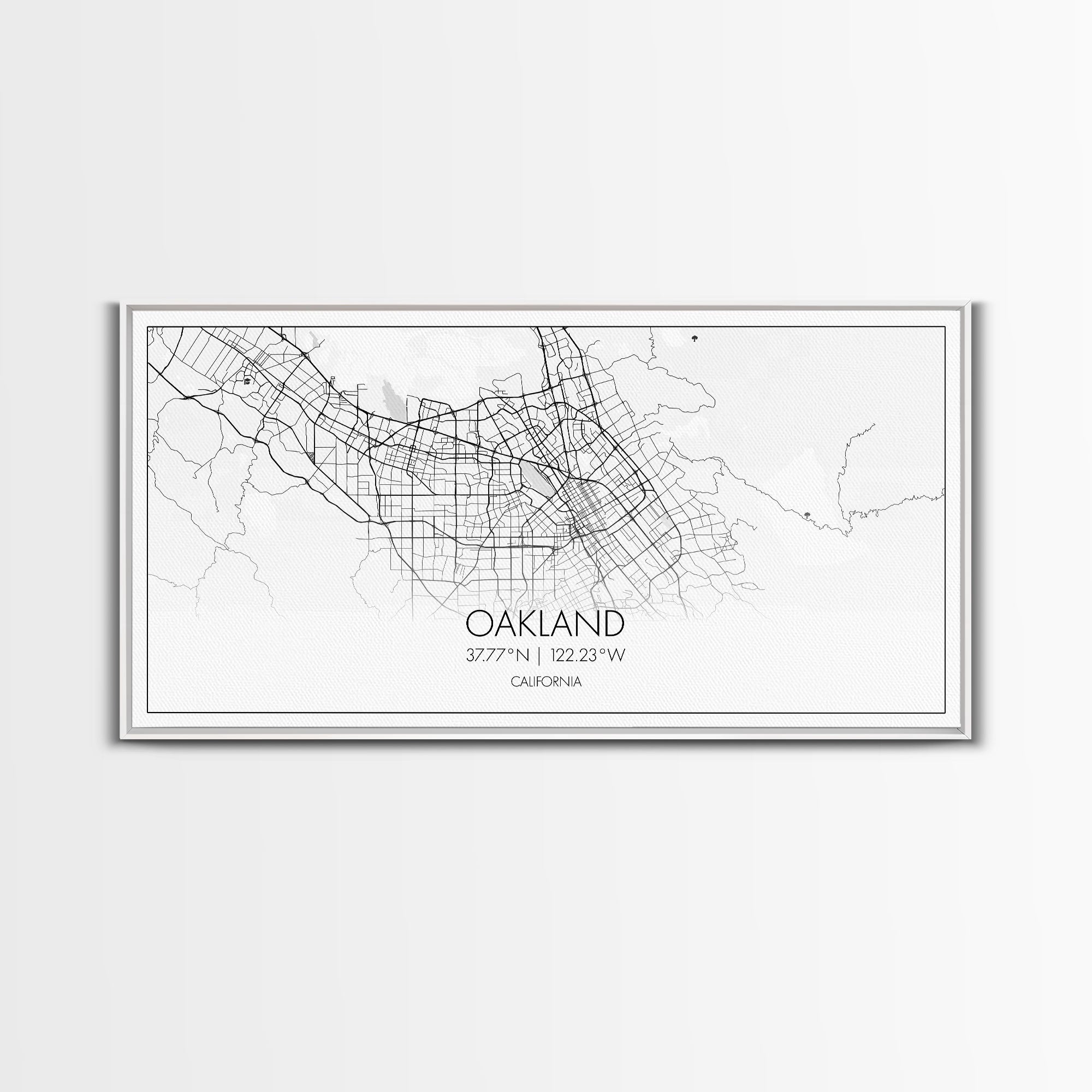 Oakland City Map, California Art, Map Print, Minimalist Wall Art, Wall Art, Canvas Art, Teen Room Art, Dorm Room Art, Graduation Gift