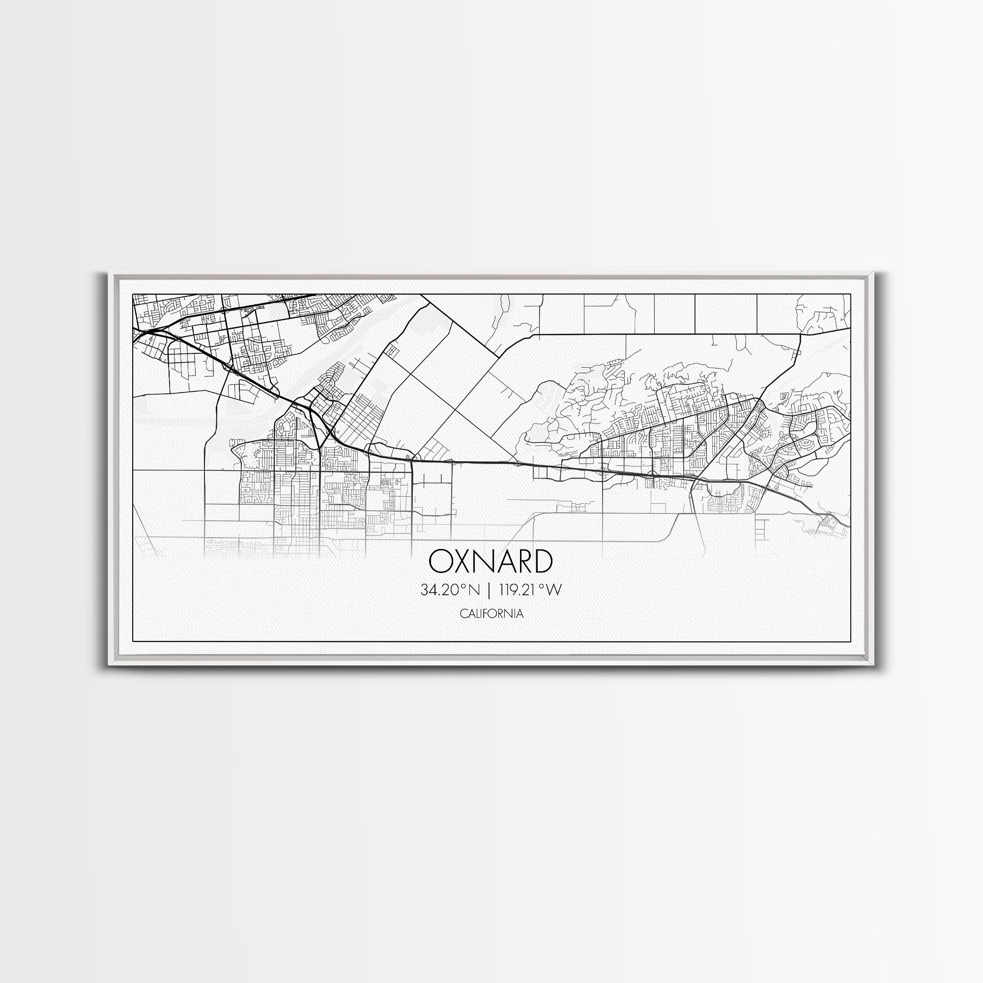 Oxnard City Map, California Art, Map Print, Minimalist Wall Art, Wall Art, Canvas Art, Long Wall Art, Teen Room Wall Art, Mom Birthday Gift