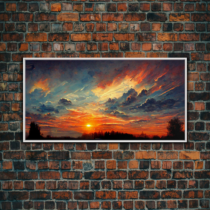 Mountain Sunset Oil Painting On Canvas, Canvas Print, Ready to hang gallery wrapped nature canvas print