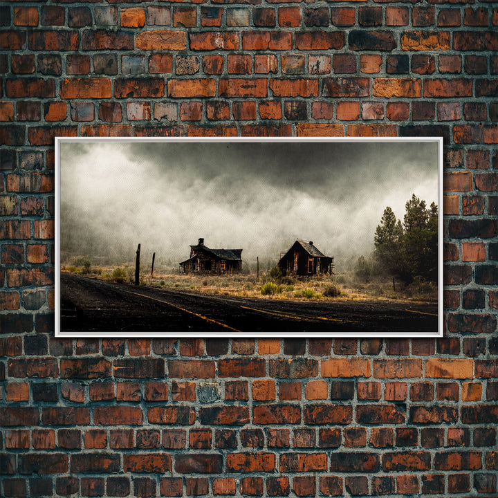 Ghost town canvas art, wild west theme, abandoned art