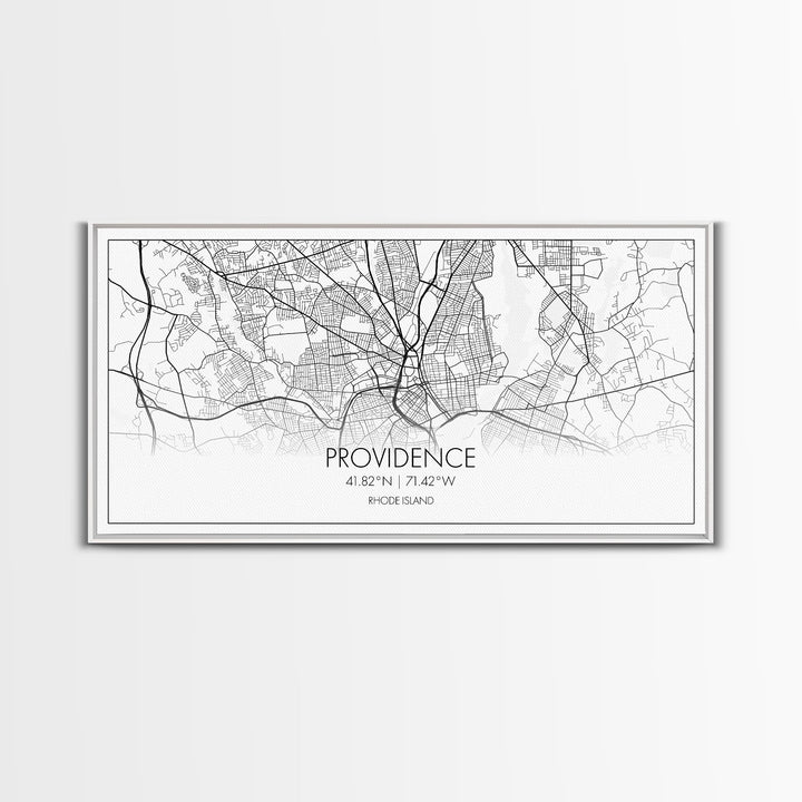 Providence City Map, Rhode Island Art, Map Print, Minimalist Wall Art, Wall Art, Canvas Art, Gifts For Mom, Horizontal Wall Art, Office Art