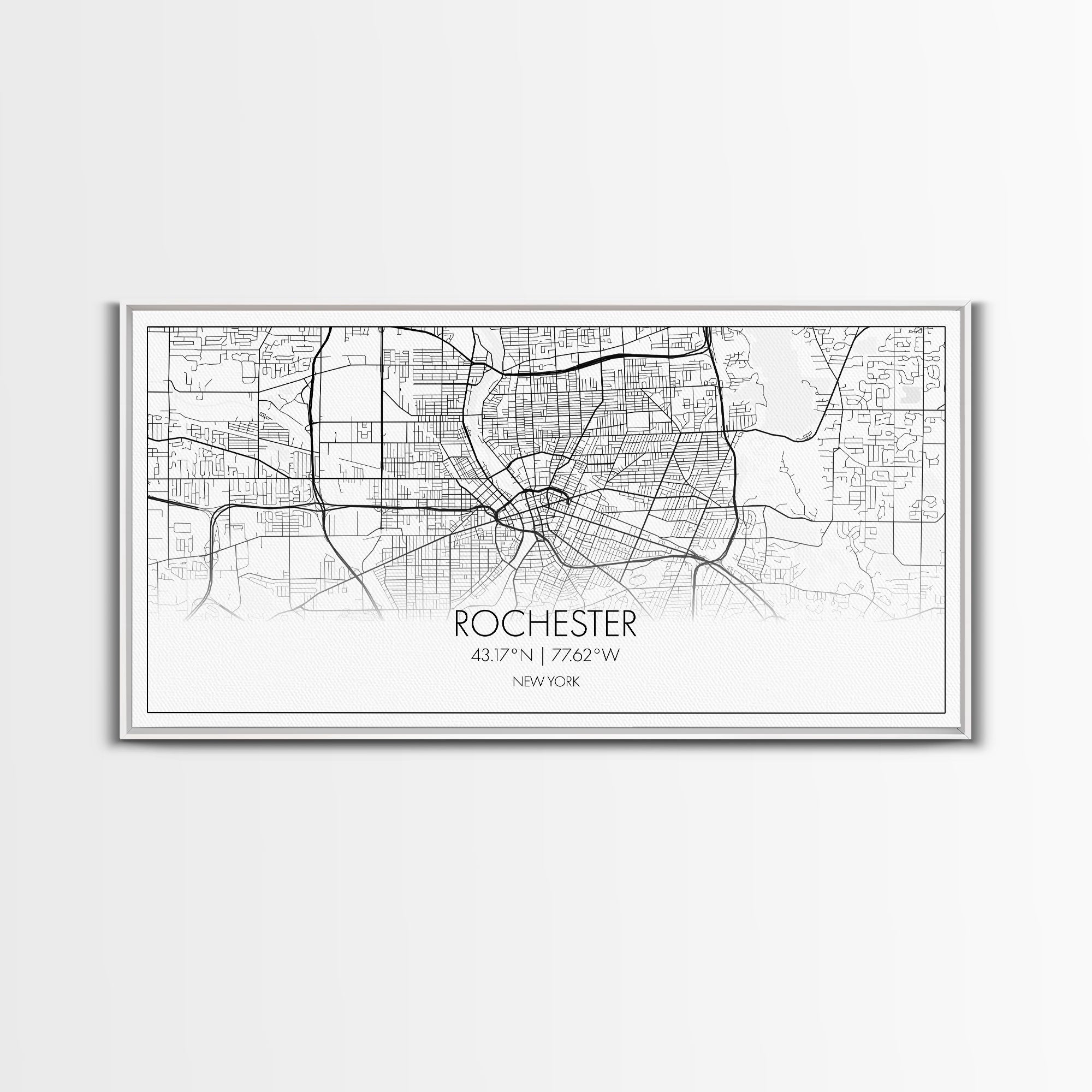 Rochester City Map, New York Art, Map Print, Minimalist Wall Art, Wall Art, Canvas Art, Rustic Wall Art, Wall Deco, Housewarming Gift