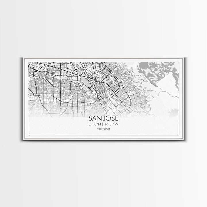 San Jose City Map, California Art, Map Print, Modern Wall Art, Wall Art, Canvas Art, Modern Office Art, Above Bed Décor, Prints Wall Art