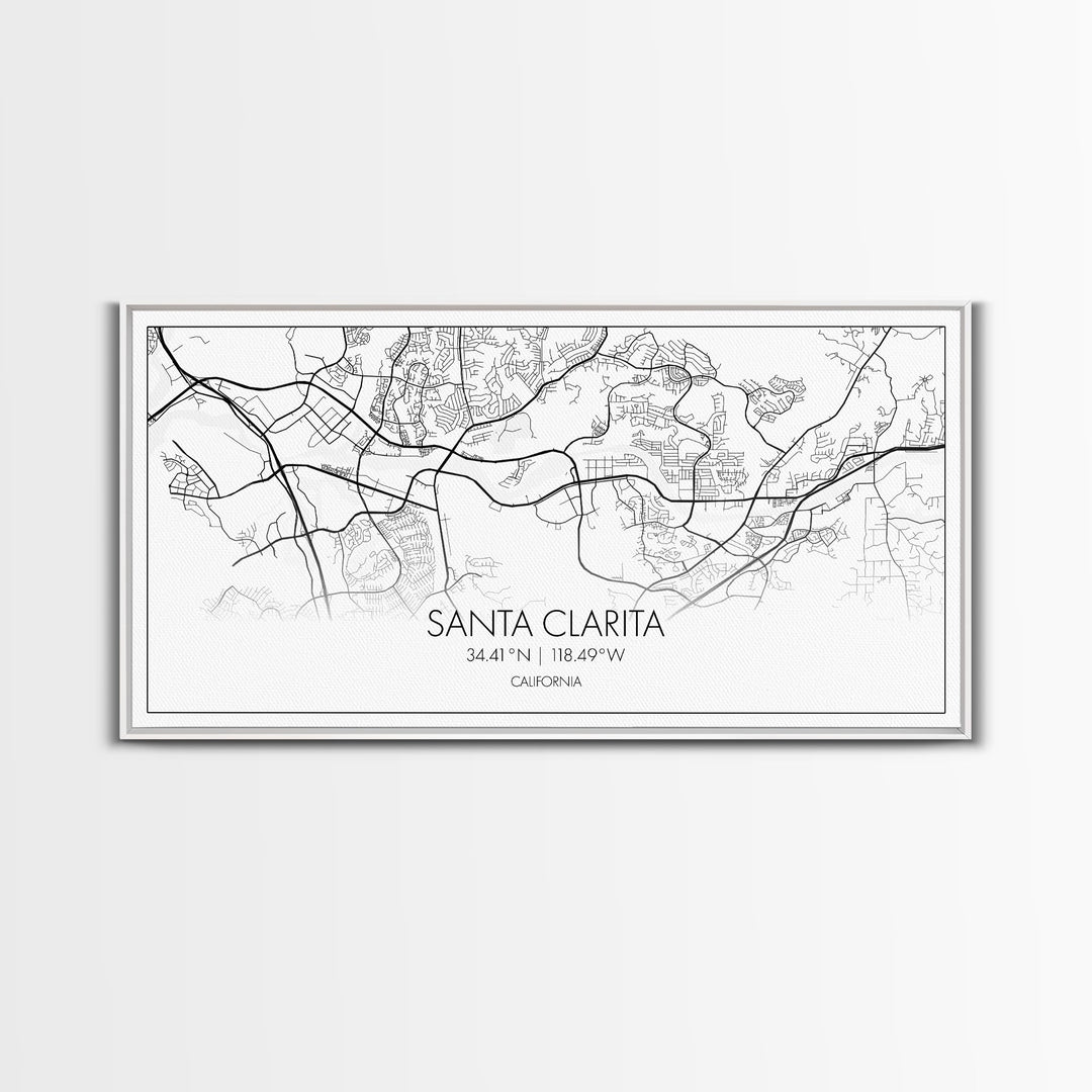 Santa Clarita City Map, California Art, Map Print, Modern Wall Art, Wall Art, Canvas Art, Best Friend Gifts, Family Room Art, Home Décor