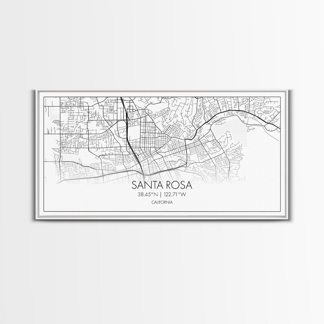 Santa Rosa City Map, California Art, Map Print, Modern Wall Art, Wall Art, Canvas Art, Modern House Art, Bedroom Prints, Nerdy Home Décor