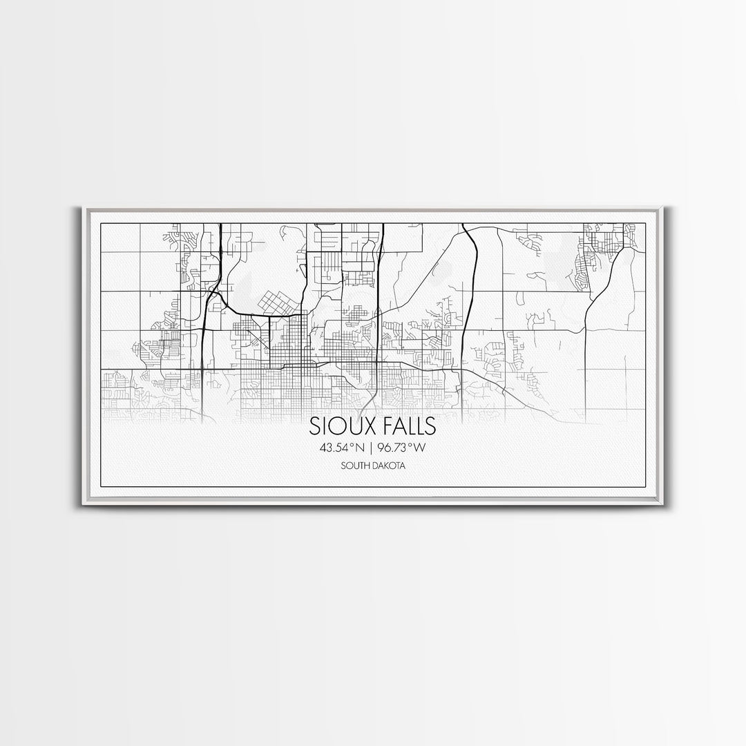 Sioux Falls City Map, South Dakota Art, Map Print, Modern Wall Art, Wall Art, Canvas Art, Large Wall Art, Unique Wall Décor, Office Prints