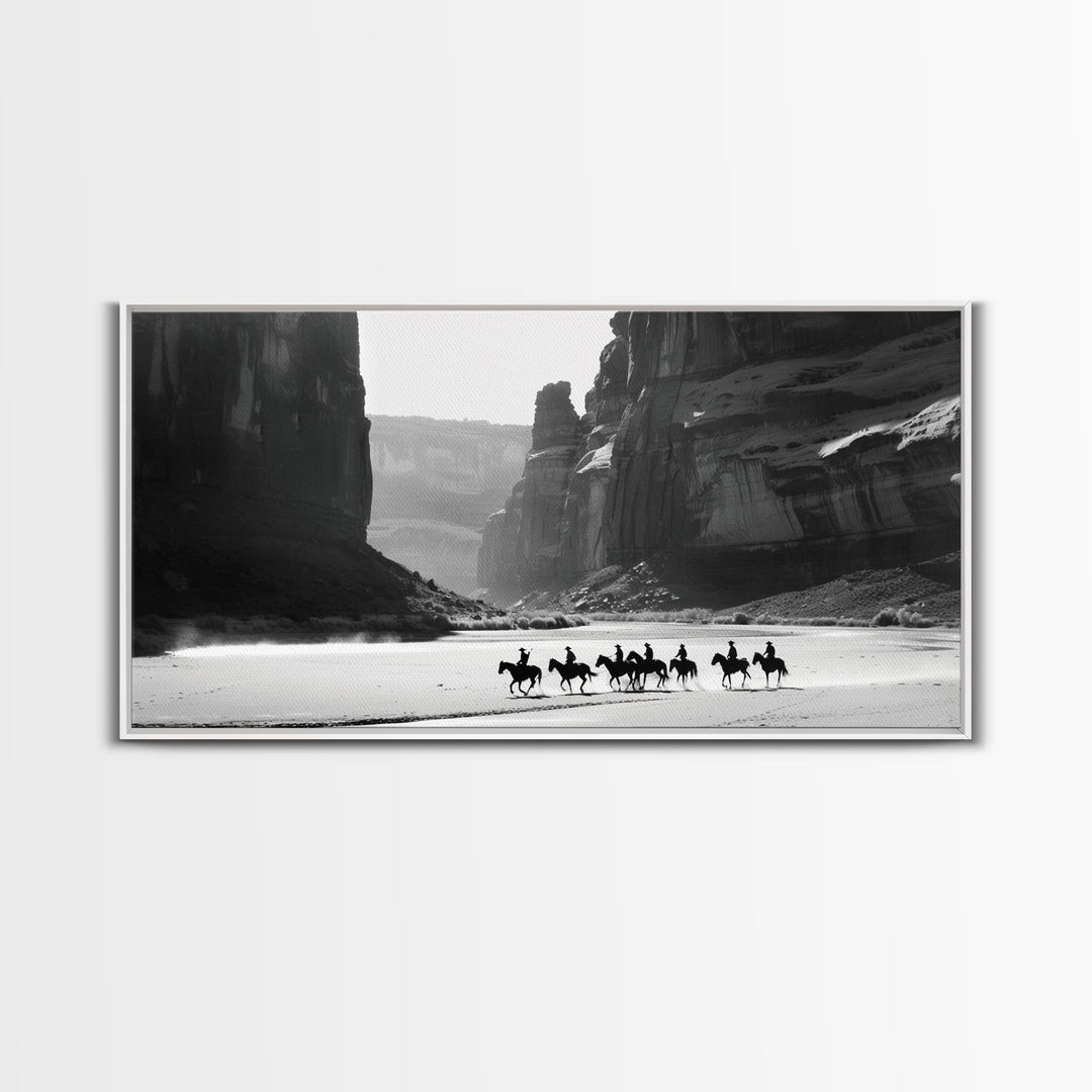 Horse Riders in Monument Valley, Stunning Framed Canvas Print for Living Room Wall Art, Bedroom Decor, Home Decor
