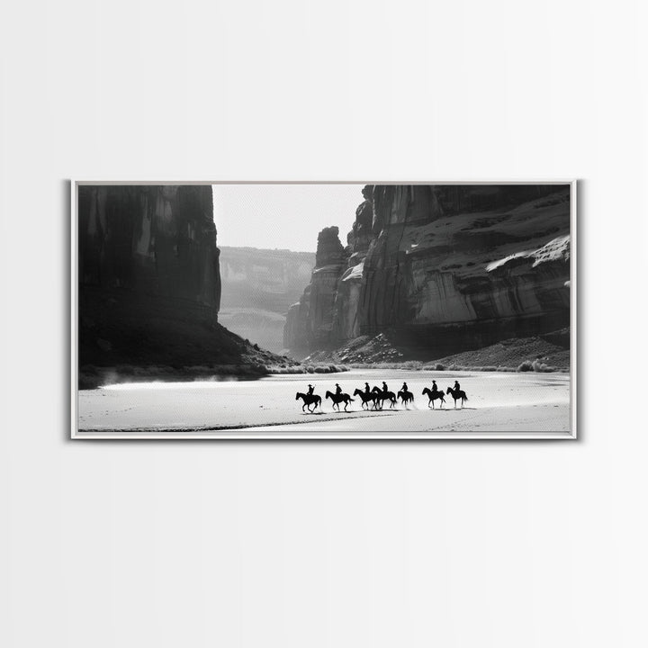 Horse Riders in Monument Valley, Stunning Framed Canvas Print for Living Room Wall Art, Bedroom Decor, Home Decor