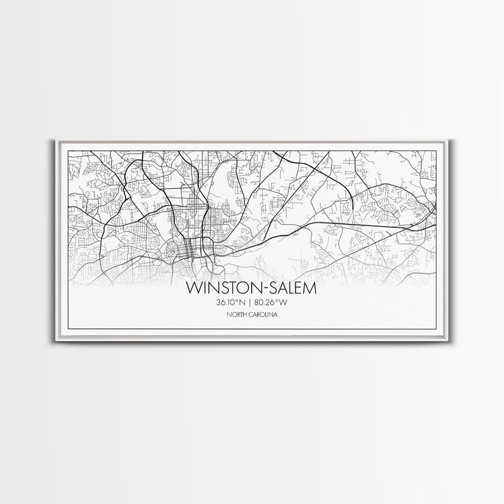 Winston Salem City Map, North Carolina Art, Map Print, Modern Wall Art, Wall Art, Canvas Art, Modern Office Art, Room Décor For Teens